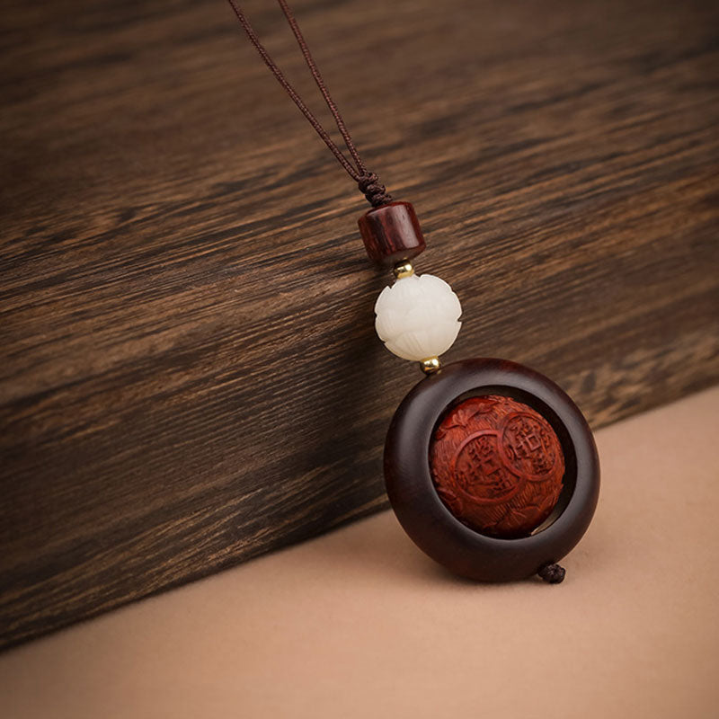 Tibetan Small Leaf Red Sandalwood Ebony Luck Protection Rotation Decoration