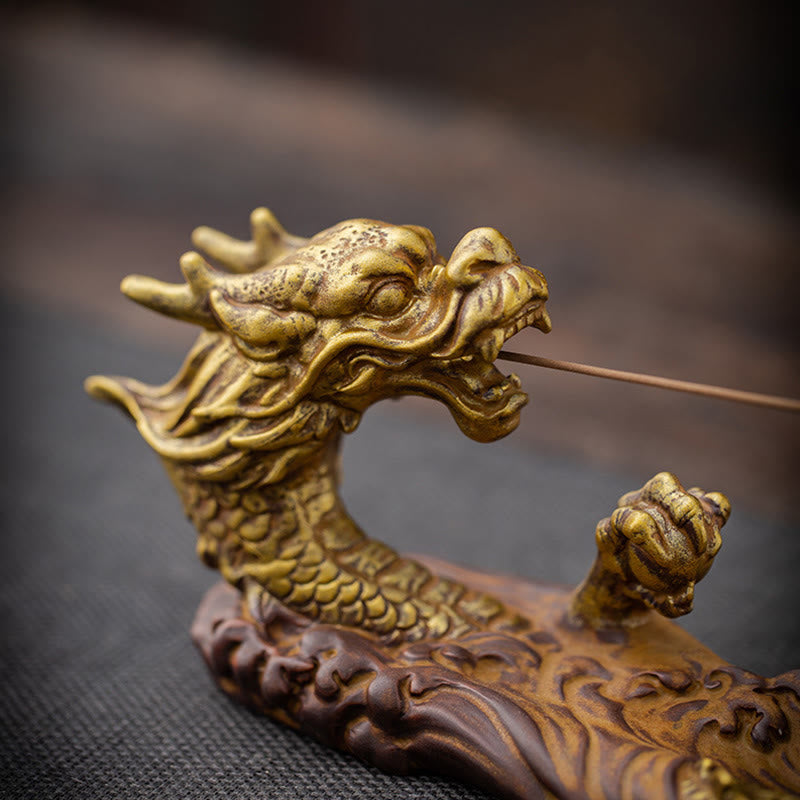 Hand-Finished Dragon Motif Ceramic Stick Incense Burner