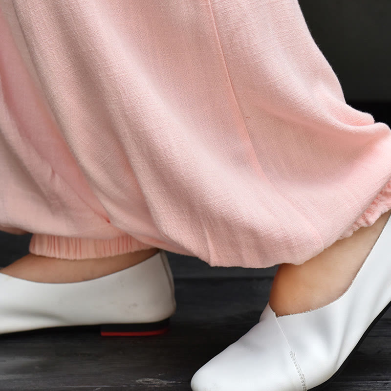 Tactile Breathable Linen Harem Pants for Mindful Meditation and Yoga