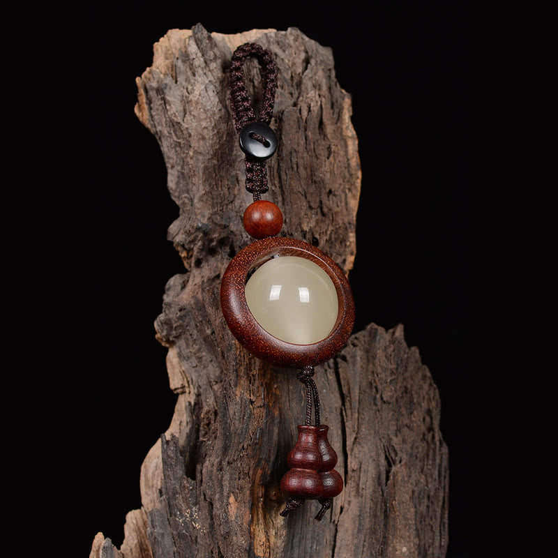 Red Sandalwood Ebony Wood Green Sandalwood Luminous Lucky Bead Gourd Peace Key Chain
