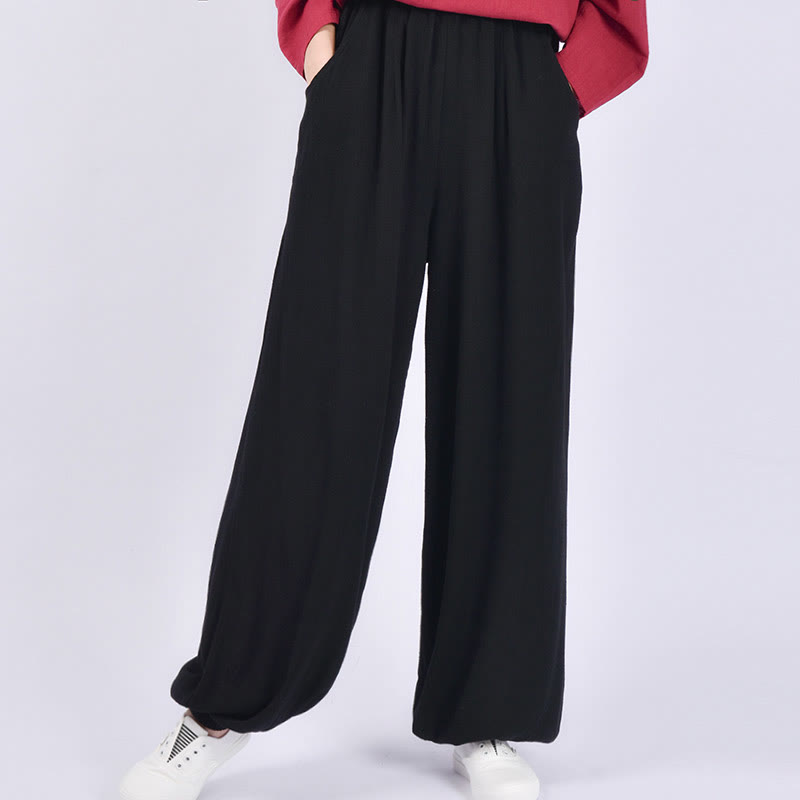 Tactile Breathable Linen Harem Pants for Mindful Meditation and Yoga