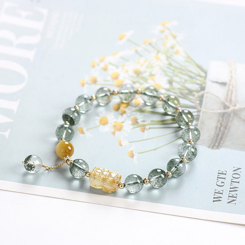 Green Phantom Citrine PiXiu Confidence Bracelet