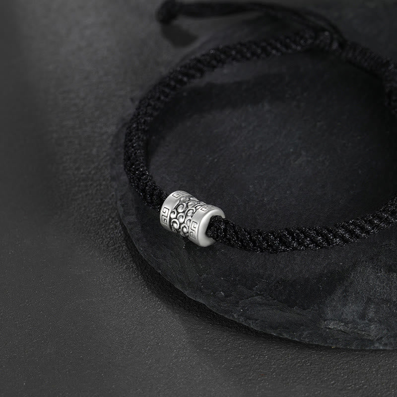 999 Fine Silver Auspicious Cloud Red String Minimalist Cord Bracelet