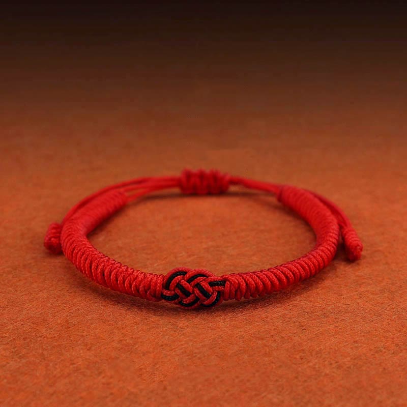 Handmade Tibetan Endless Knot Red String Bracelet Set for Couples, 2Pcs