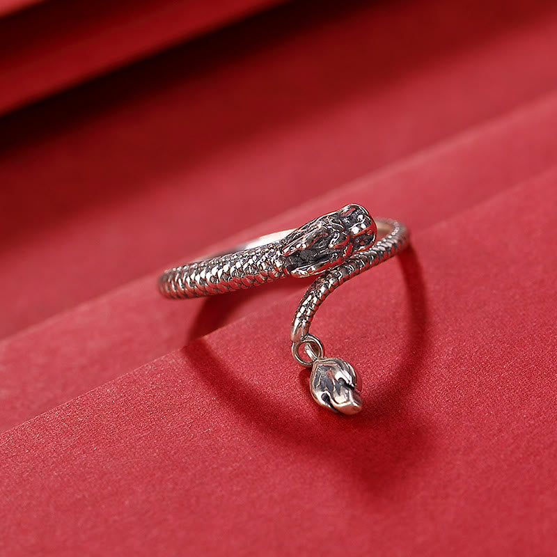 Vintage Sterling Silver Adjustable Dragon Motif Statement Ring