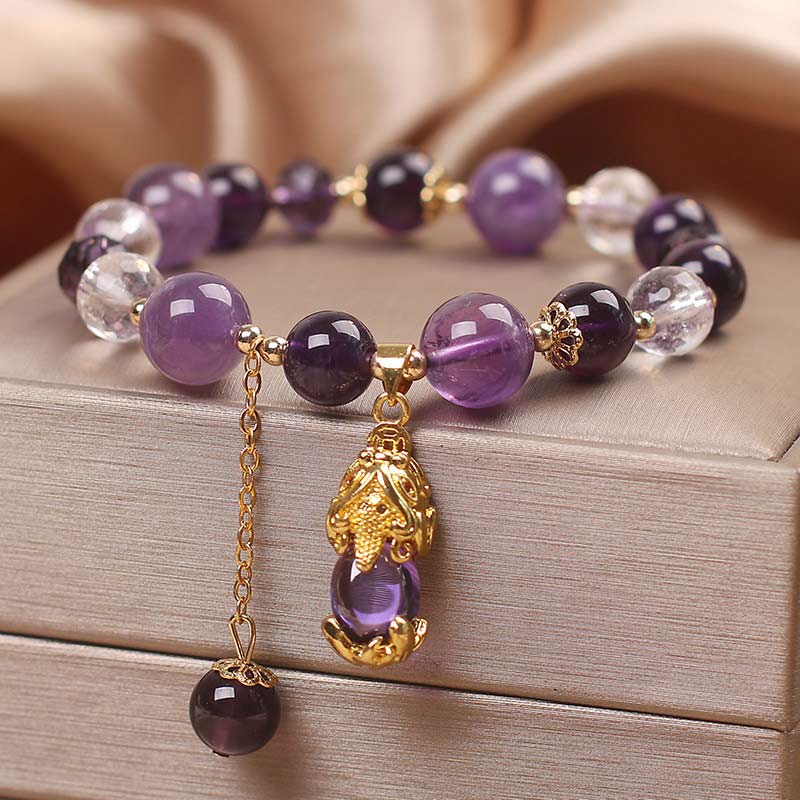 Natural Amethyst PiXiu Healing Bracelet
