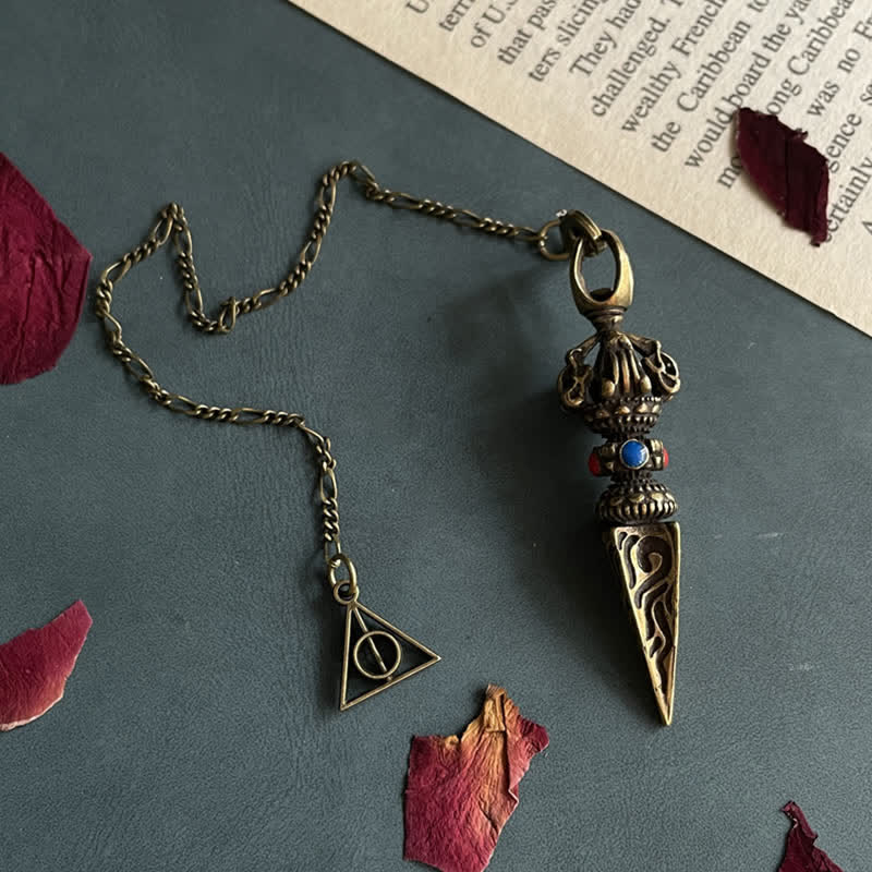 Pentagram Eye of God Feather Hamsa Copper Healing Necklace Pendant Pendulum