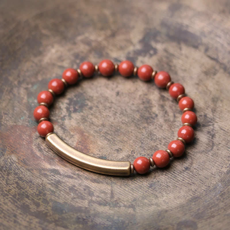 Handmade Red Jasper Moss Agate or Black Obsidian Copper Wrap Couple Bracelet