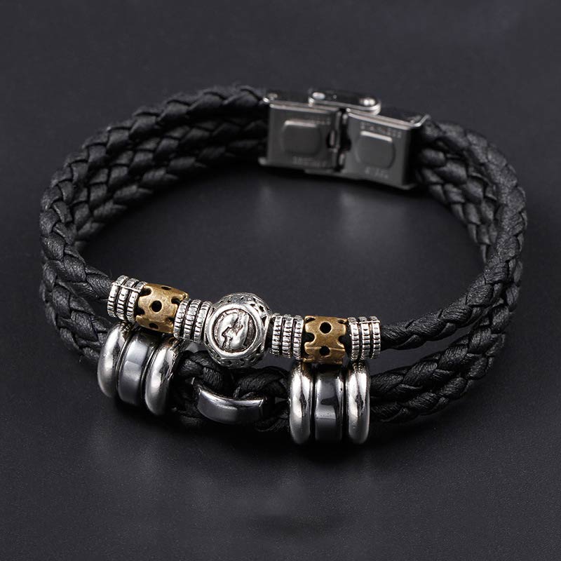 Hematite Grounding Bead Bracelet with 12 Zodiac Constellation Charms