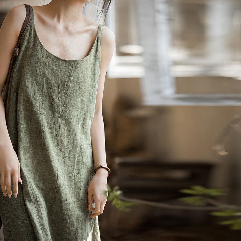 Artisanal Tie-Dye Linen Breezy Meditation Midi Dress