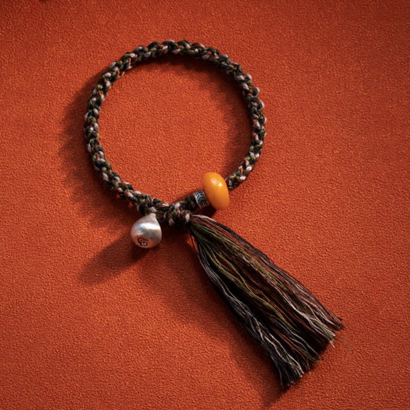 Handmade 990 Sterling Silver & Amber Steelyard Weight Tibetan Style Bracelet