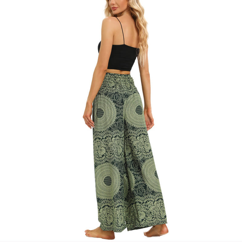 Boho Lace-up Wide Leg Pants Women's Yoga Pants