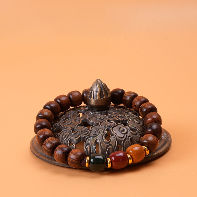 Handmade Natural Wood & Copper Beaded Meditation Bracelet