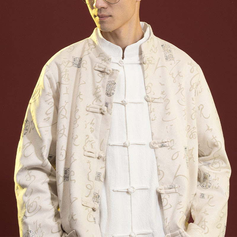 Chinese Calligraphy Clothing Jacket Coat Tang Suit Men Clothing