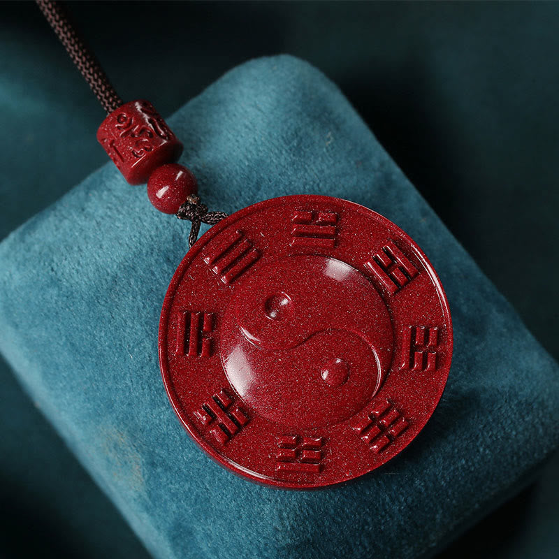 Cinnabar Yin Yang Bagua Blessing Necklace Pendant