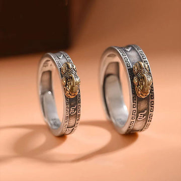 Om Mani Padme Hum & Heart Sutra Copper Pixiu Couple Ring