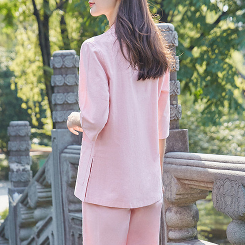 Handcrafted Cotton Linen Stand-Collar Meditation and Ritual Set