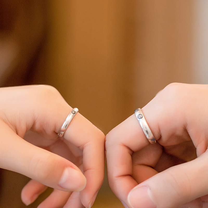 Chinese Zodiac Natal Buddha Couple Silver-plated Ring