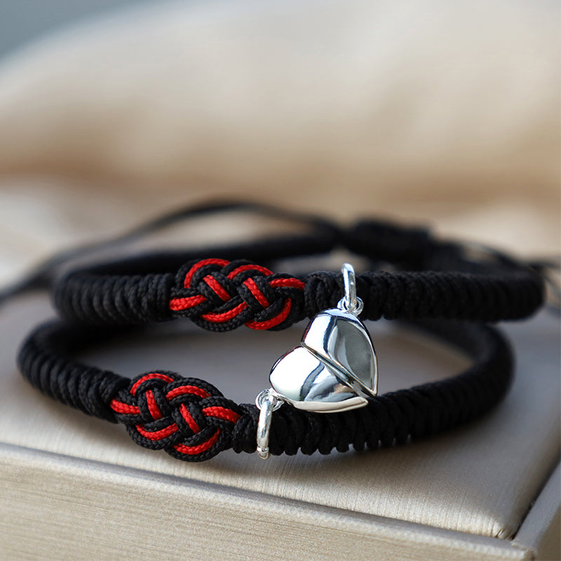 Handmade Tibetan Endless Knot Red String Bracelet Set for Couples, 2Pcs