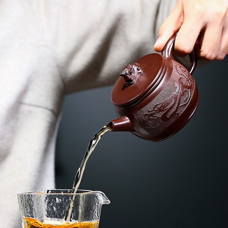 Yixing Handmade Brown Dragon Purple Clay Kung Fu Teapot 240ml
