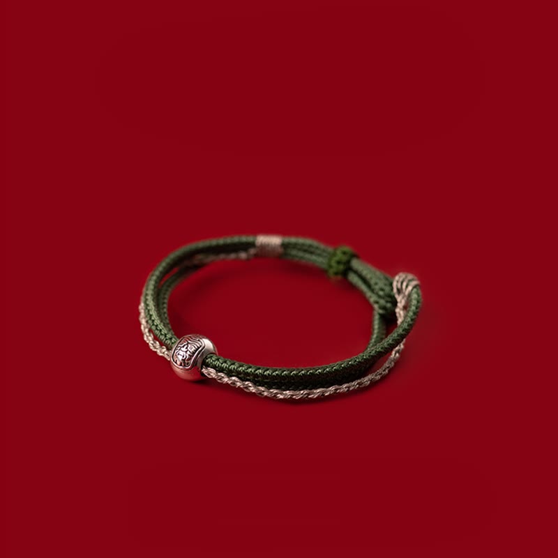925 Sterling Silver Tibetan Zakiram Goddess Braided Red String Bracelet