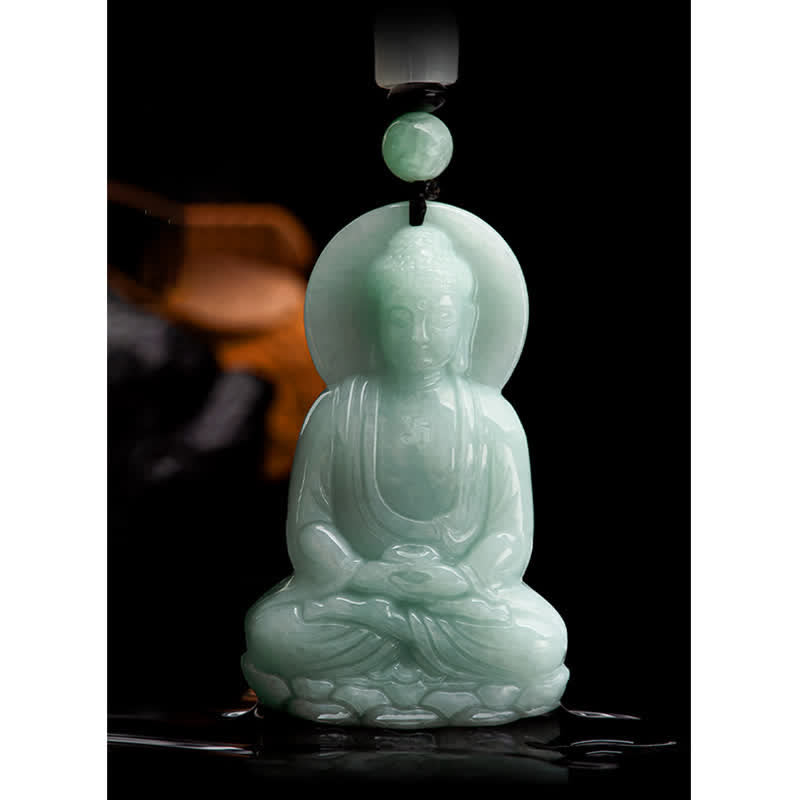 Amitabha Buddha Jade Amulet Compassion String Necklace