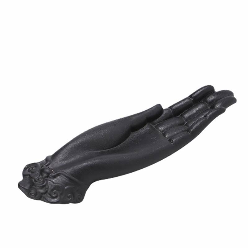 Hand-Finished Ceramic Mudra Hand and Auspicious Clouds Zen Incense Burner