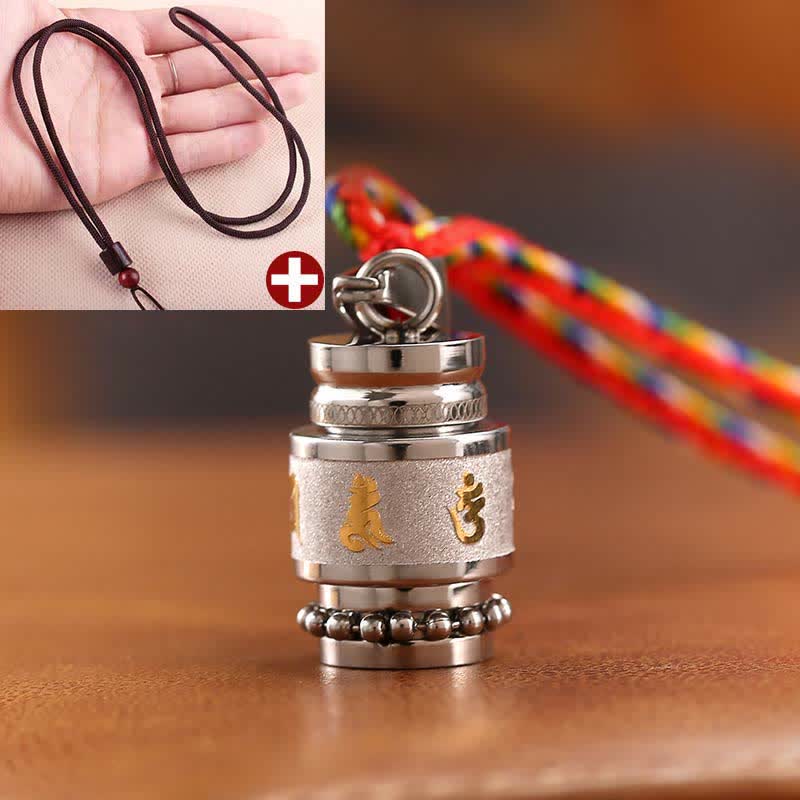 Tibet Om Mani Padme Hum Shurangama Mantra Titanium Steel Wisdom Amulet Necklace Pendant