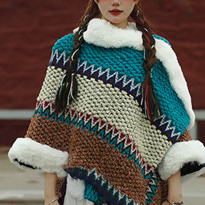 Tactile Striped Knitted Travel Meditation Tibetan Shawl
