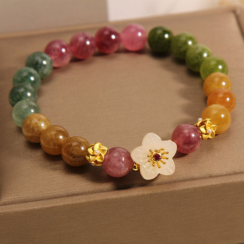 Colorful Tourmaline Jade Flowers Love Bracelet