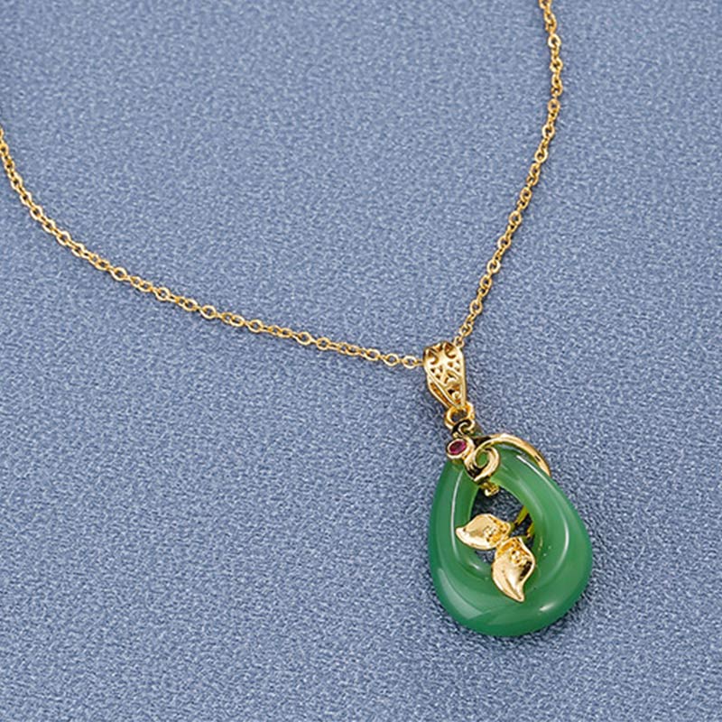 Jade Oval Pattern Blessing Fortune Necklace Pendant