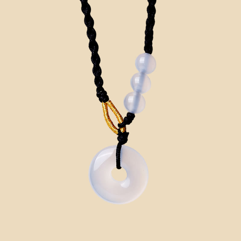 Strawberry Quartz Chalcedony Peace Buckle Healing Necklace Pendant