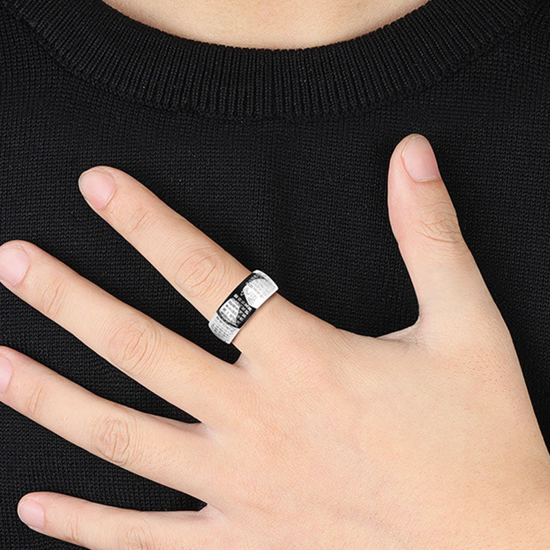 Ancient Heart Sutra Engraved Mindfulness Band Ring