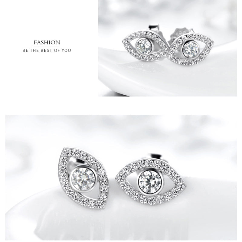 925 Sterling Silver Evil Eye Symbol Protection Stud Earrings