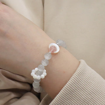 Cat's Eye Crescent Moon Charm Bracelet
