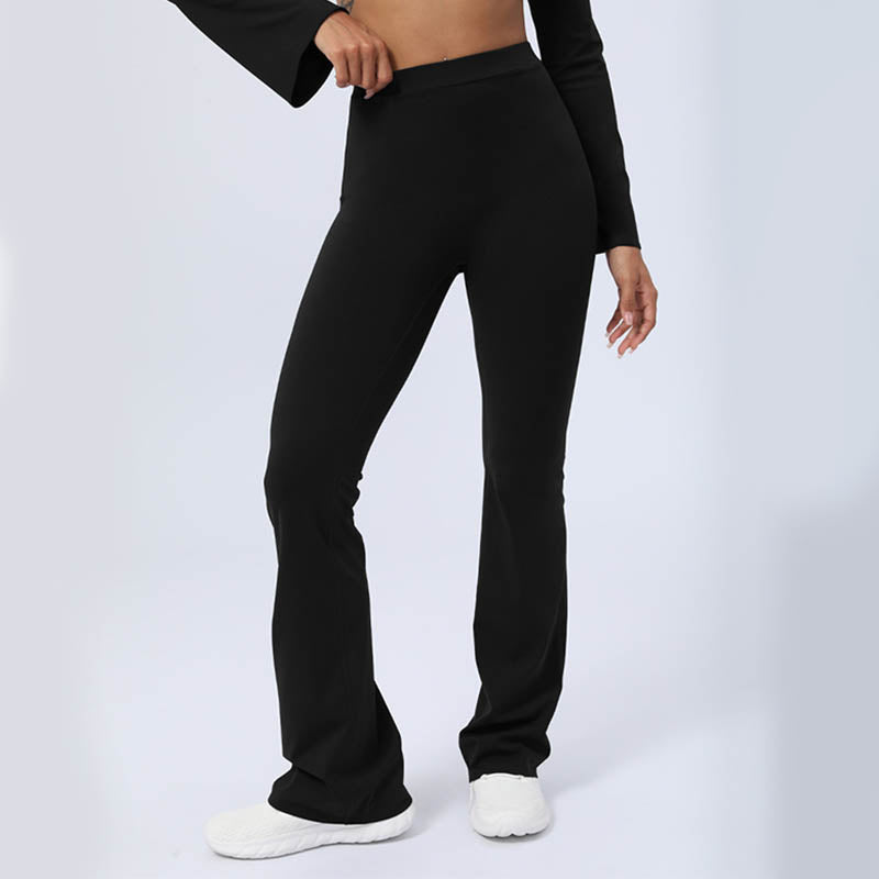 Long Sleeve Backless Strap Top Bra Flare Pants Fitness Yoga Outfit