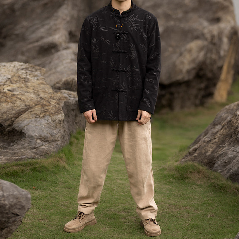 Breathable Handcrafted Bamboo Motif Tang Suit Jacket