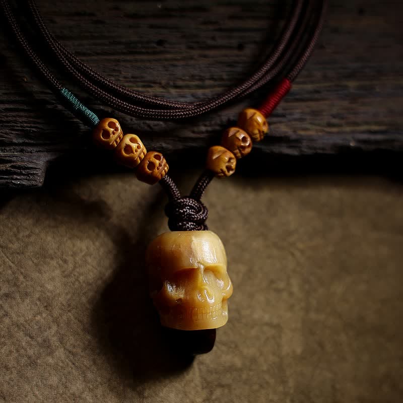 Tibetan Camel Bone Skull The Lord of the Corpse Forest Protection Necklace Pendant