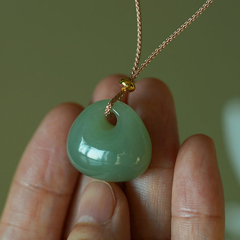 Natural Jade Luck Prosperity Necklace Pendant (Random Color)
