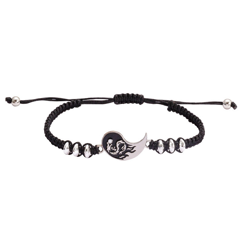 Handmade Yin Yang Dragon Couple Bracelet Set - 2pcs Adjustable Relationship Anchors