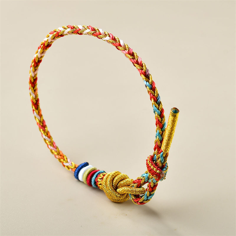 Handcrafted Colorful Gold Braid Rope Bracelet for Energetic Balance