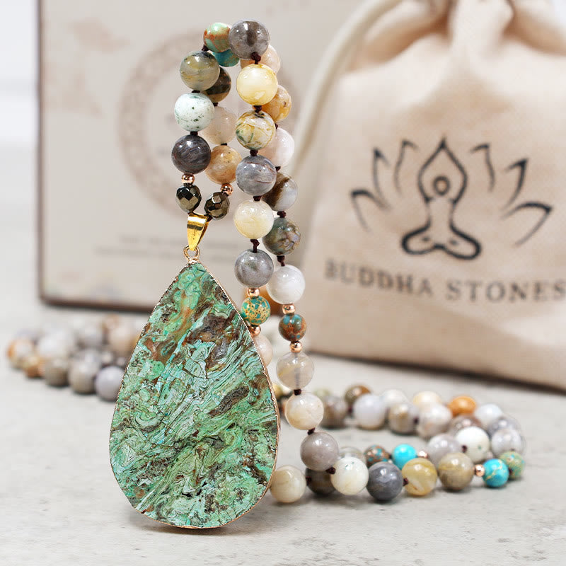 Handmade Imperial & Picture Jasper Beaded Necklace with Unique Picasso Jasper Pendant