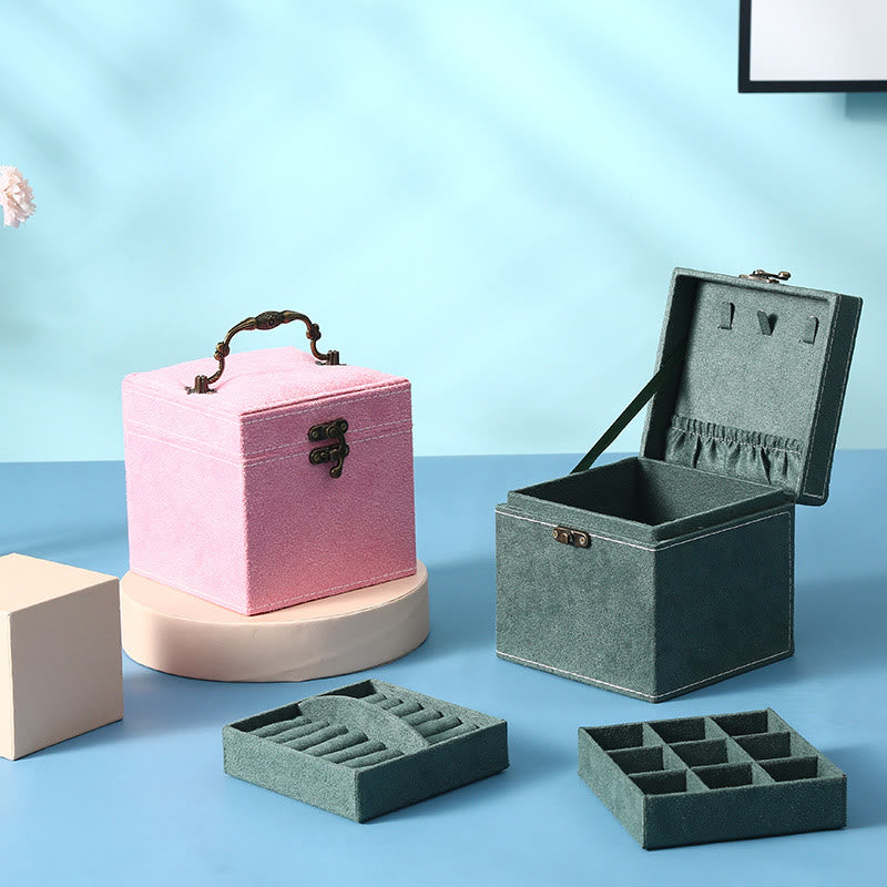Three-Layer Flannel Jewelry Box Organizer and Storage Case