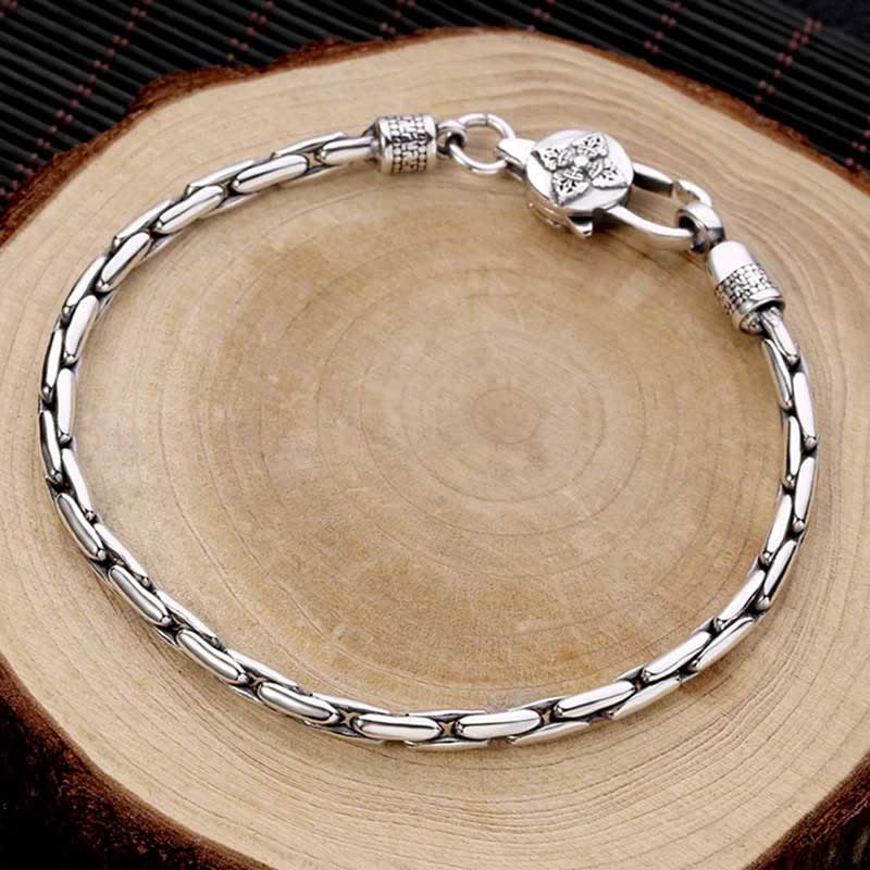 Tibetan Sterling Silver & Copper Om Mani Padme Hum Vajra Buddha Swastika Bracelet