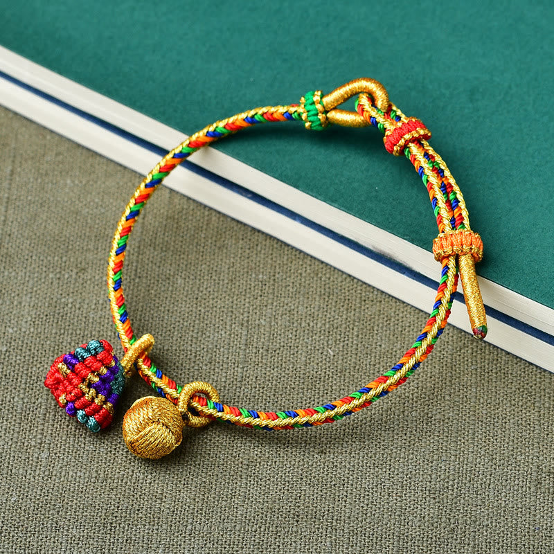 Colorful Rope Luck Handmade Zongzi Golden Ball Charm Bracelet