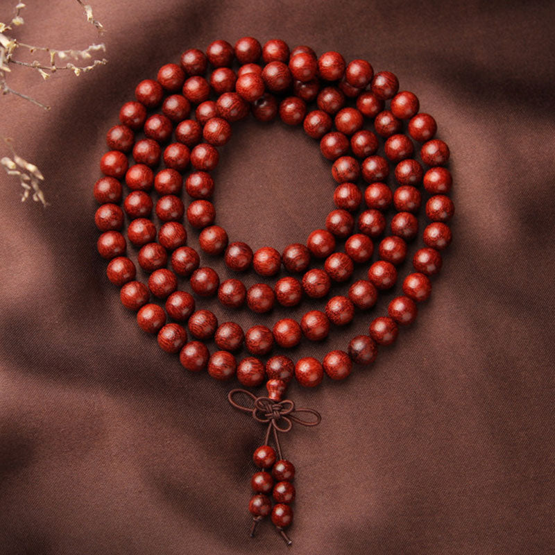 Tibetan Small Leaf Red Sandalwood 108 Beads Mala Meditation Bracelet