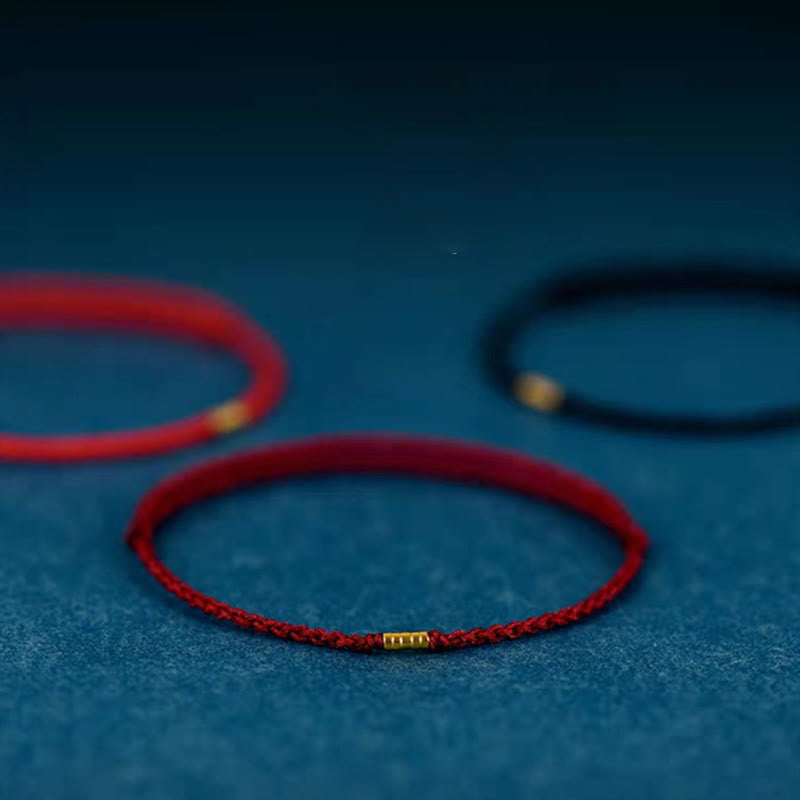 "Blessings for Clear Connections" 925 Sterling Silver Lucky Golden Bead String Bracelet Anklet Includes Gift Message Card