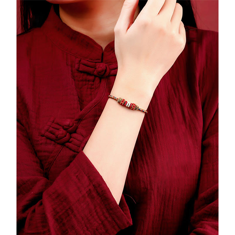 Handmade Dunhuang Color Luck Braid String Bracelet
