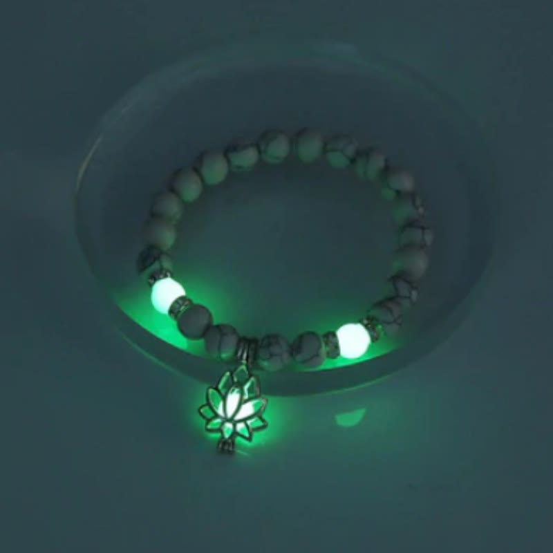 Tibetan Turquoise Glowstone Luminous Bead Lotus Protection Bracelet