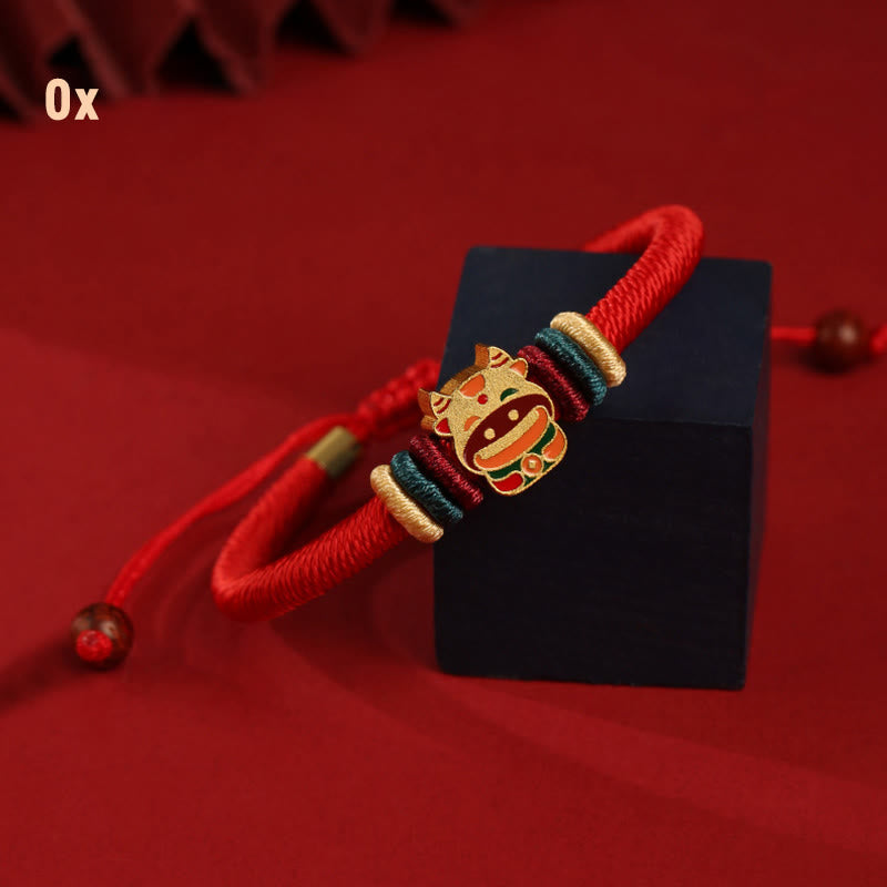 Handmade 925 Sterling Silver Year of the Dragon Cute Chinese Zodiac Luck Braided Red Bracelet